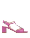 Rodo Woman Sandals Magenta Size 11 Soft Leather In Magenta
