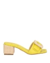 Rodo Woman Sandals Light Yellow Size 11 Calfskin In Yellow
