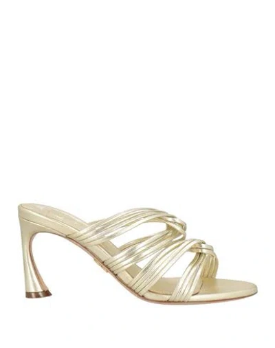 Rodo Woman Sandals Platinum Size 10 Leather In Gold