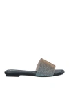 Rodo Woman Sandals Silver Size 7.5 Soft Leather, Textile Fibers In Silver