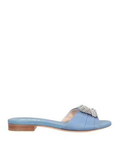 Rodo Woman Sandals Turquoise Size 8 Textile Fibers In Blue