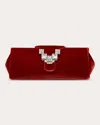 Rodo Women's Anthea Crystal Embellished Velvet Clutch In Red