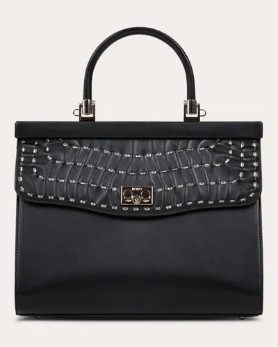 Rodo Women's Large Paris Crystal Embellished Leather Handbag In Black