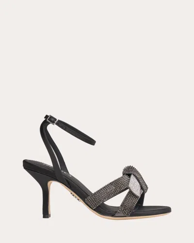 Rodo Women's Marlena 80 Crystal Satin Knotted Sandal In Black