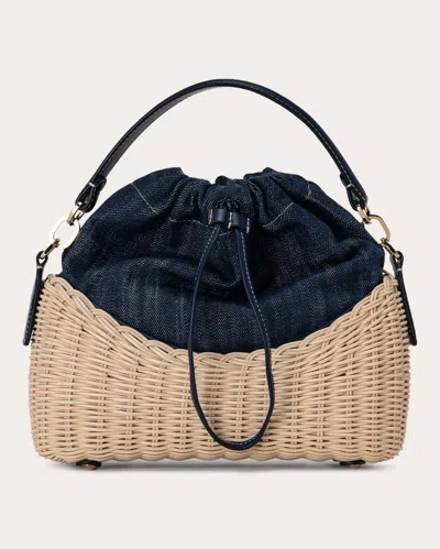 Rodo Women's Nadine Wicker Denim Handbag In Blue