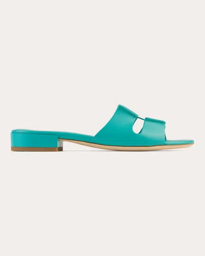 Rodo Women's New Sellier Laser-cut Leather Sandal In Blue