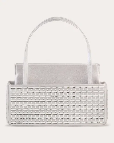 Rodo Women's Norma Baguette Crystal Metallic Leather Handbag In White