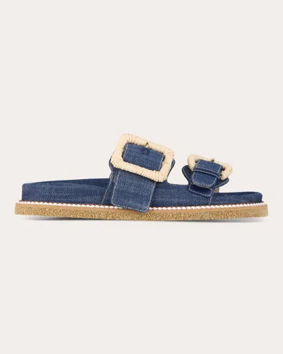 Rodo Women's Robin Denim Wicker Buckle Sandal In Blue
