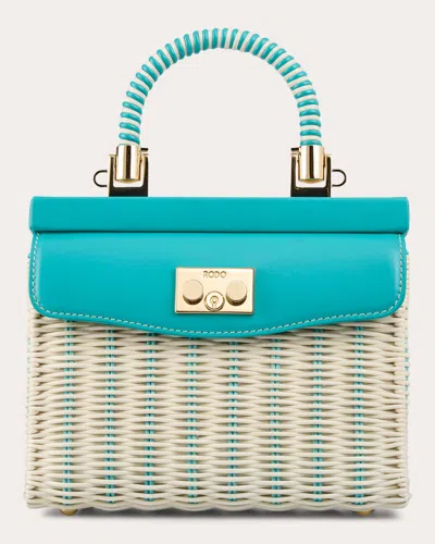 Rodo Women's Small Paris Woven Wicker Leather Handbag In Blue