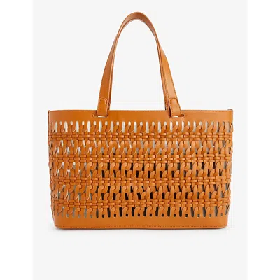 Rodo Womens Tan Evelyne Leather Tote Bag In Orange