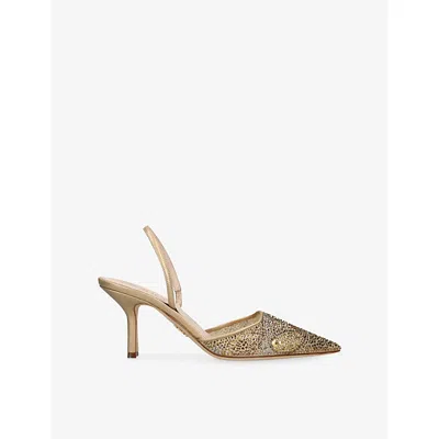 Rodo Womens Assia 75 Crystal-embellished Heeled Slingbacks Gold Comb Eur 39 / 6 Uk