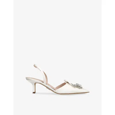 Rodo Womens  Dafne 55 Slingback Heeled Satin Mules In White