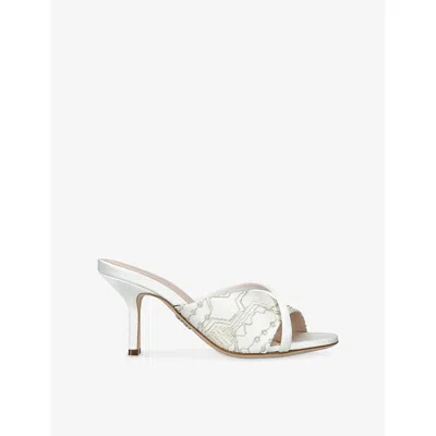 Rodo Womens  Mabella 80 Satin Heeled Mules In Beige Comb