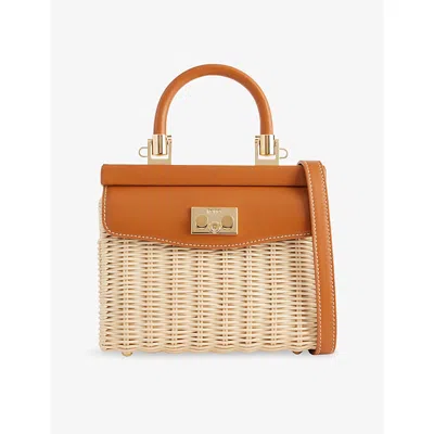 Rodo Womens Wicket + Tan Small Wicker Top-handle Bag In Orange