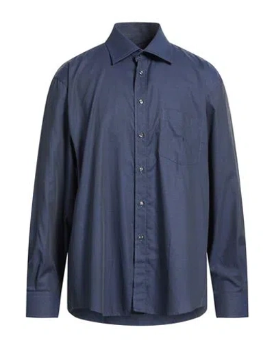 Rodrigo Man Shirt Navy Size 17 Cotton In Blue