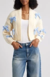 Roffe Accessories Bow Accent Crop Open Front Cardigan In Neutral