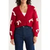 Roffe Accessories Bow Cardigan In Red