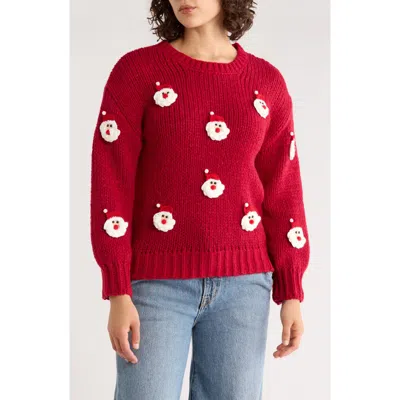 Roffe Accessories Embroidered Santa Claus Sweater In Red