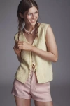 Roffe Front-tie Vest Top In Yellow