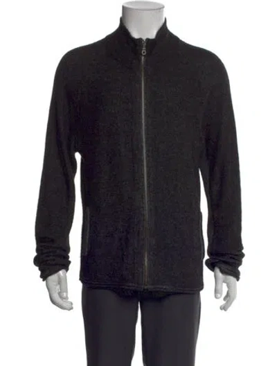 Pre-owned Rogan Mock Neck Long Sleeve Cardigan In Black