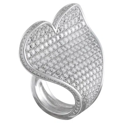Pre-owned Roger Dubuis 18k White Gold 7.5ct Diamond Heart Statement Ring Rd27-011326