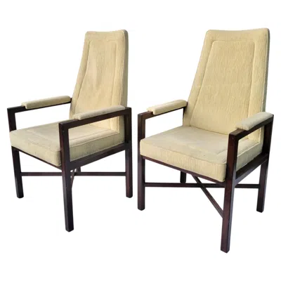 Pre-owned Roger Sprunger Pair Dunbar Captains Arm Chairs By  In Brown