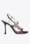 Roger Vivier 100 Bouquet Flower Satin Sandals In Black