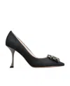 Roger Vivier Rv Bouquet Strass Buckle Pumps In Black