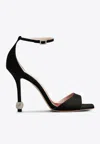 Roger Vivier I Love Vivier Strass-detail Satin Sandals In Black