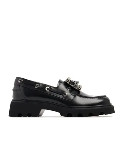 Roger Vivier 20mm Viv Rangers Leather Loafers In Black