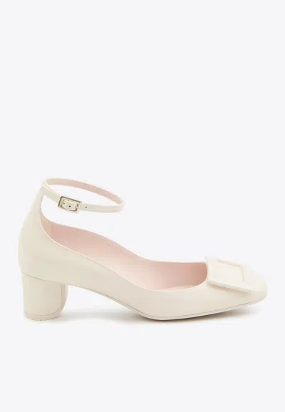 Roger Vivier 45 Patent Leather Pumps In White