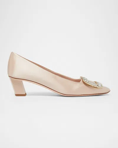 Roger Vivier 45mm Belle Vivier Strass Buckle Pumps In Gold