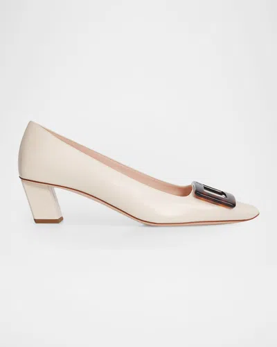Roger Vivier 45mm Belle Vivier Turtle Leather Pumps In White