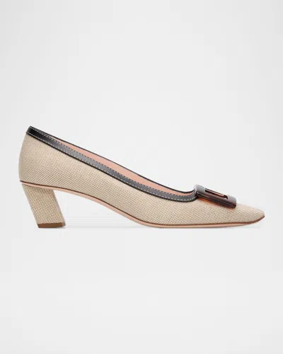 Roger Vivier Belle Vivier Décolleté In Canvas In Neutral