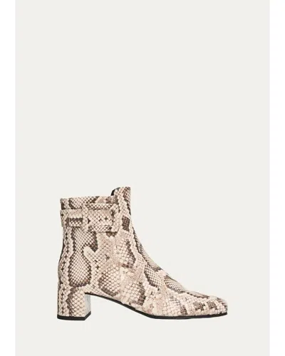 Roger Vivier 45mm Tres Vivier Snake-printed Leather Ankle Boots In Animal Print