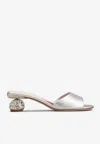 Roger Vivier 55 Metallic Leather Mules