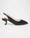 Roger Vivier 55mm Virgule Bordo Sequined Tweed Slingback Pumps In Black