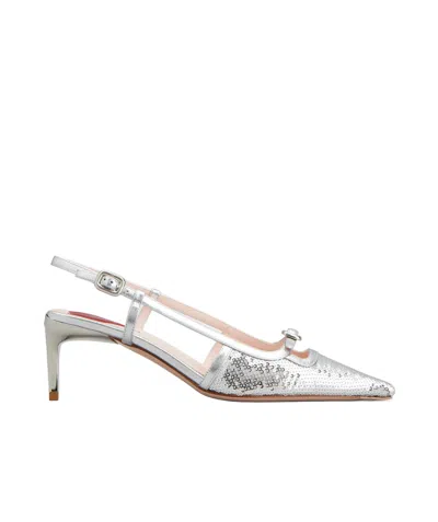 ROGER VIVIER MINI BUCKLE SLINGBACK PUMPS IN FABRIC