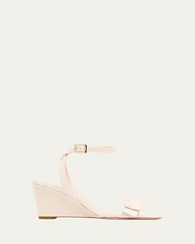 Roger Vivier 60mm Belle Vivier Patent Leather Wedge Sandals In White