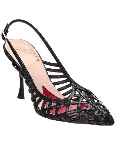 Roger Vivier 80 Leather Slingback Pump In Black