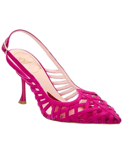 Roger Vivier 80 Suede Slingback Pump In Pink