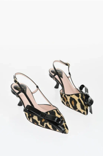 Roger Vivier Animal Patterned Patent Leather And Fabric Slingback Pumps W In Multi