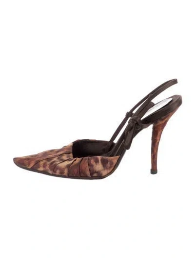 Pre-owned Roger Vivier Animal Print Slingback Pumps In Brown