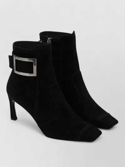 Roger Vivier Ankle Length Pointed Toe Stiletto Heel Boots In Black