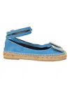 Roger Vivier Ankle Strap Espadrilles In Blue Suede In Blue