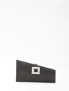 Roger Vivier Twinkle Asymmetrical Buckle Embellished Clutch Bag In Black