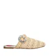 Roger Vivier Bab Viv Strass Buc Raffia Sling In Beige