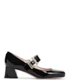 Roger Vivier Black Calfskin Tres Strass Babies 45 Pumps In Black