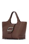 Roger Vivier Structured Shoulder Bag With Top Handle And Buckle Detail In Brown