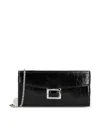 Roger Vivier Patent Leather Belle Vivier Wallet On Chain In Black